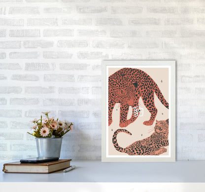 Leopards Art Print by Lucy Michelle A3 Oak Frame
