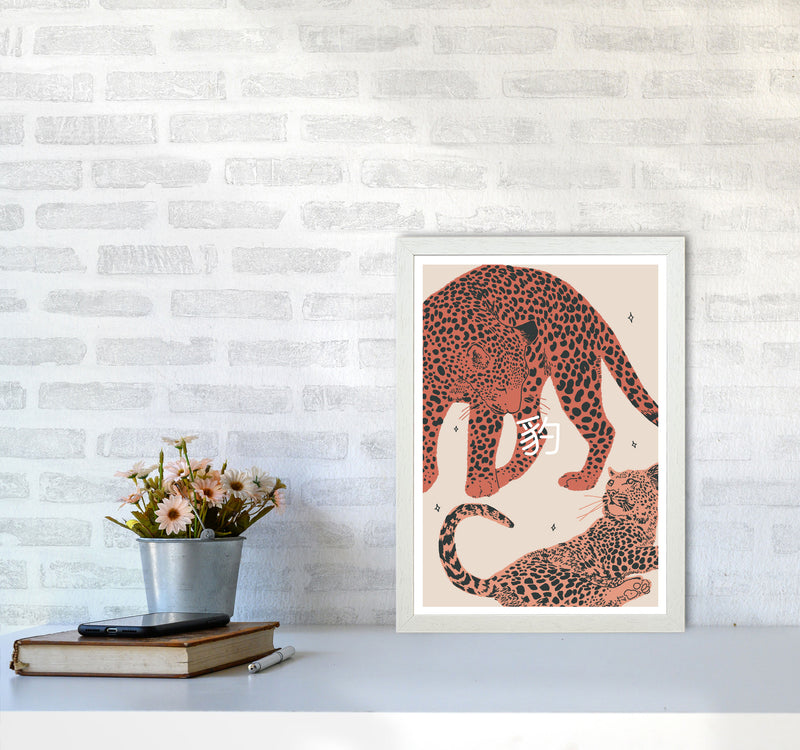 Leopards Art Print by Lucy Michelle A3 Oak Frame