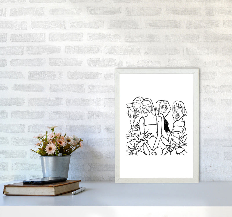 Girls Art Print by Lucy Michelle A3 Oak Frame