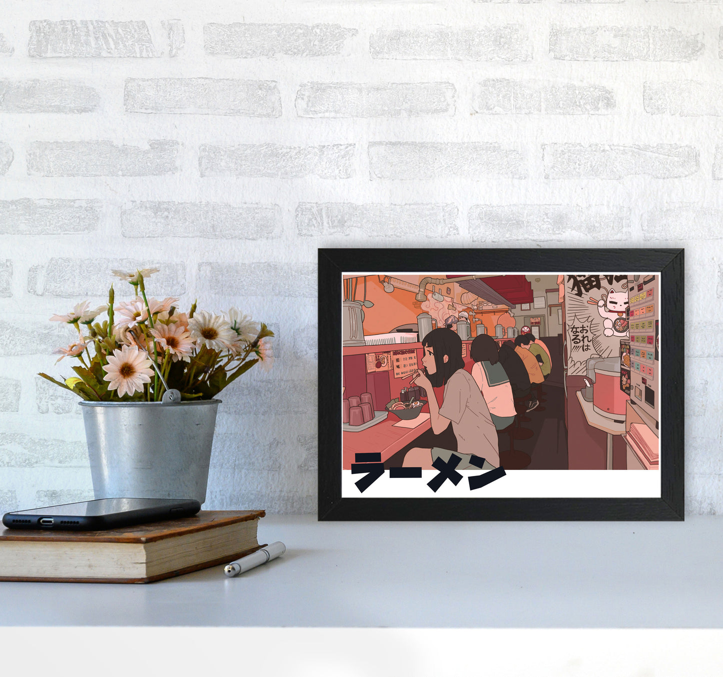 Ramen Art Print by Lucy Michelle A4 White Frame