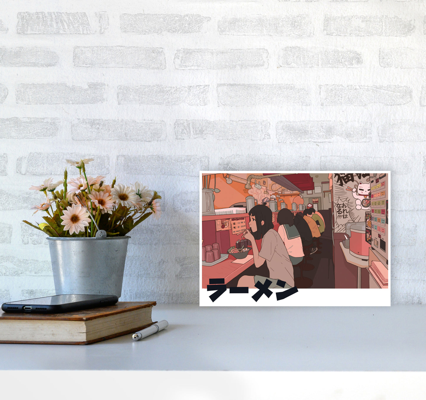 Ramen Art Print by Lucy Michelle A4 Black Frame