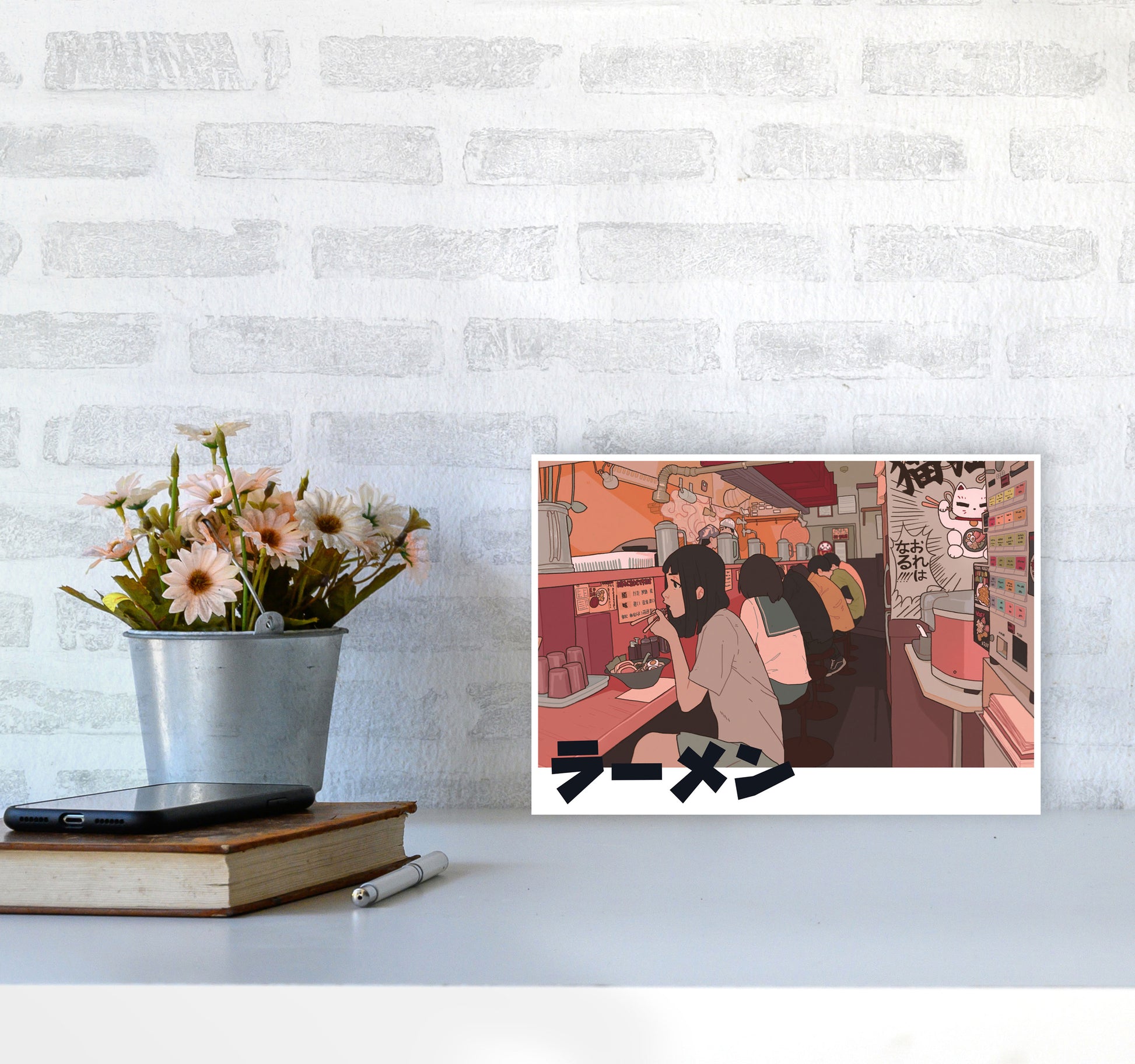 Ramen Art Print by Lucy Michelle A4 Black Frame