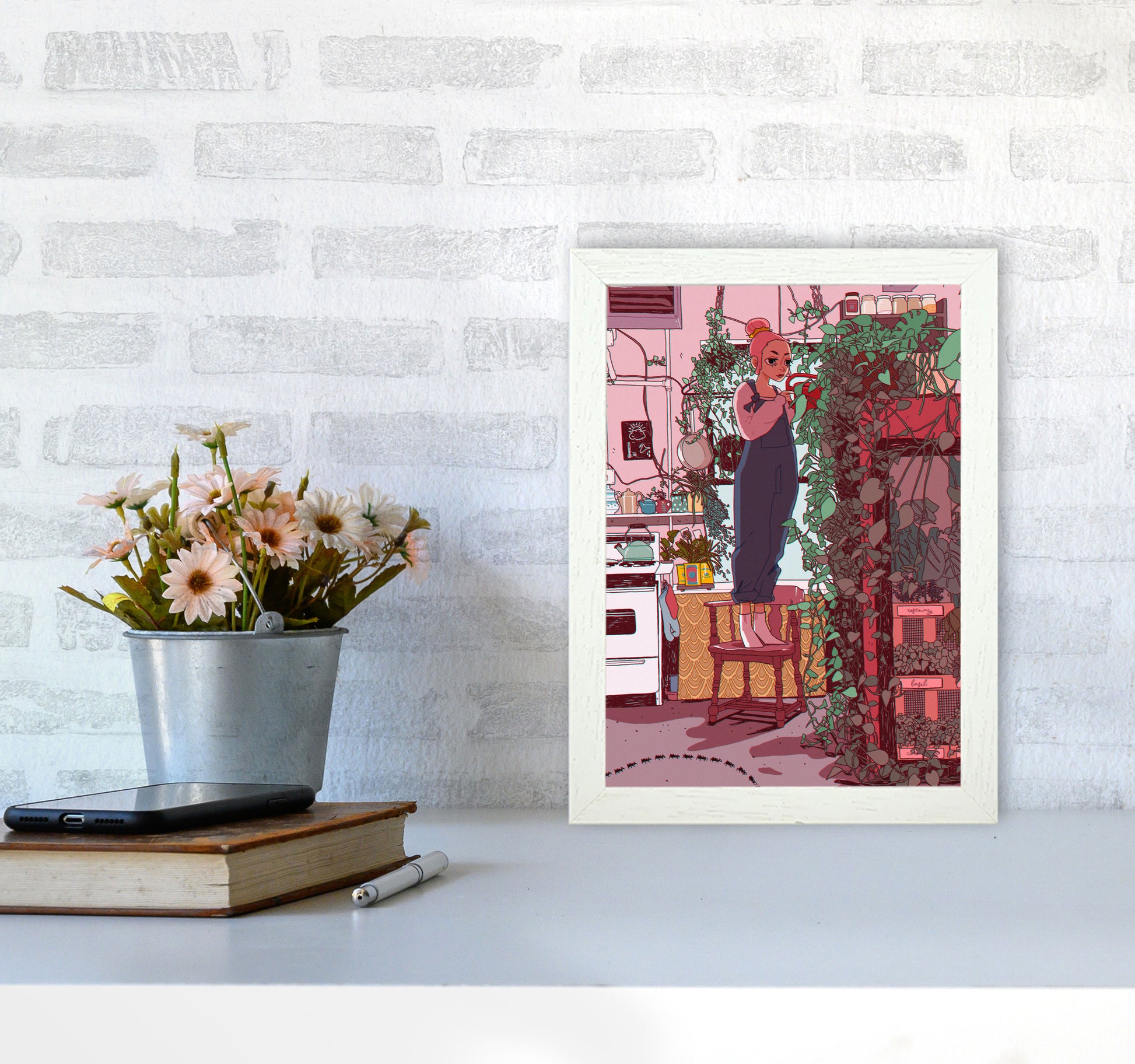 Self Care Art Print by Lucy Michelle A4 Oak Frame