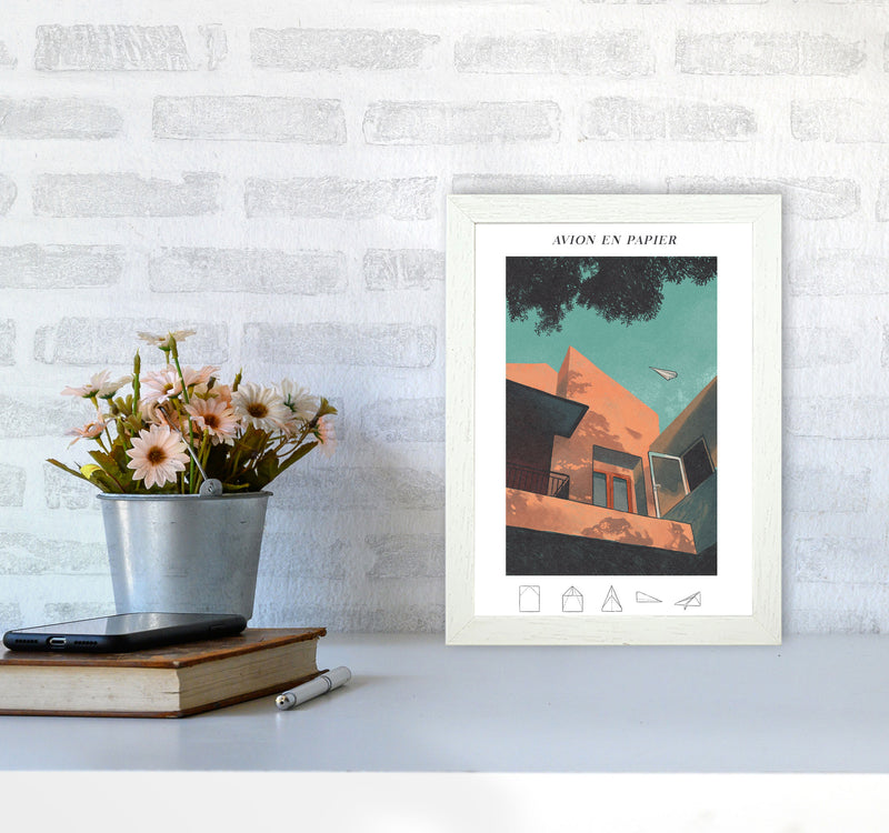 Avion En Papier Art Print by Lucy Michelle A4 Oak Frame
