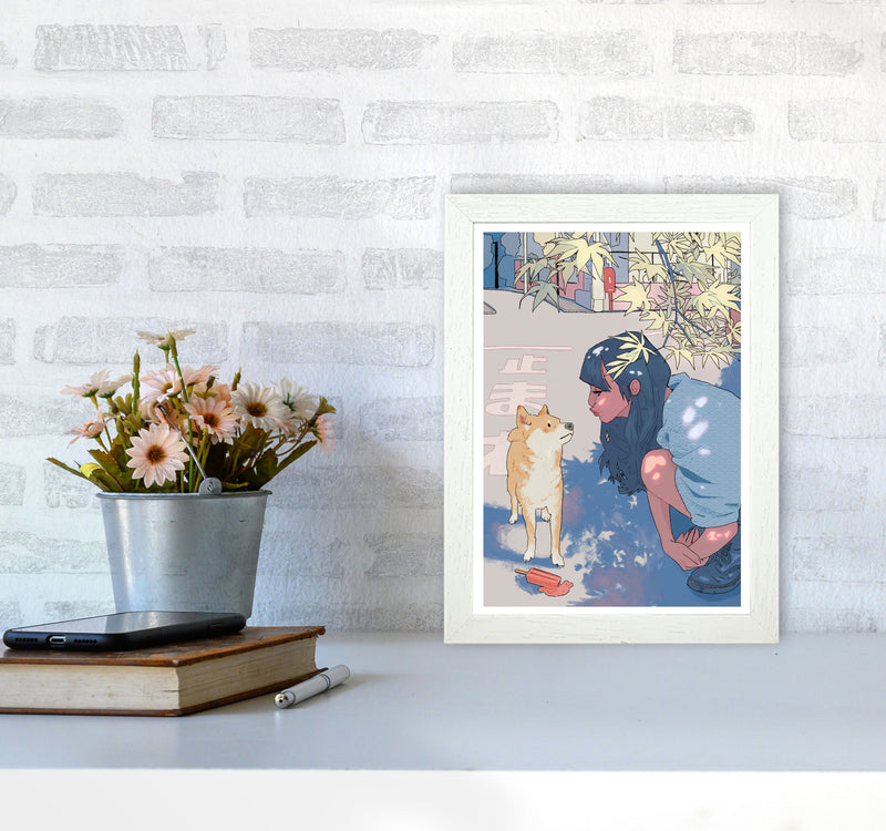Shiba Art Print by Lucy Michelle A4 Oak Frame