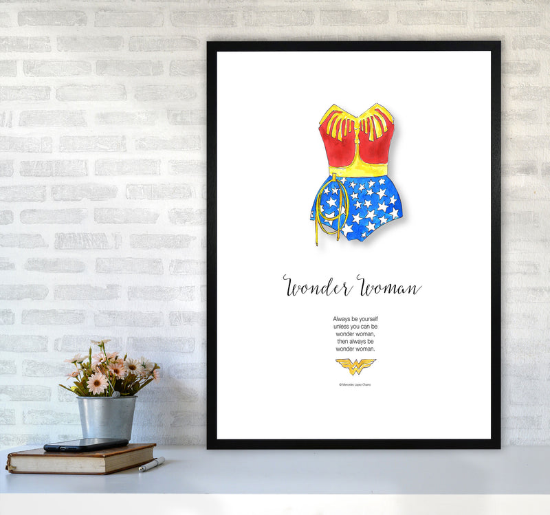 Vintage Wonder Woman Modern Fashion Print A1 White Frame