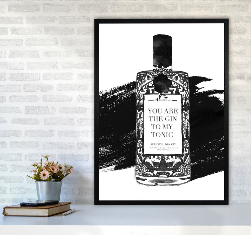 Gin To My Tonic, Kitchen Food & Drink Art Prints A1 White Frame