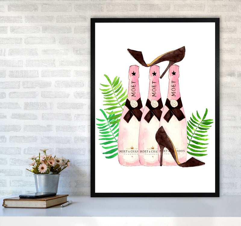Moet And Heels, Kitchen Food & Drink Art Prints A1 White Frame