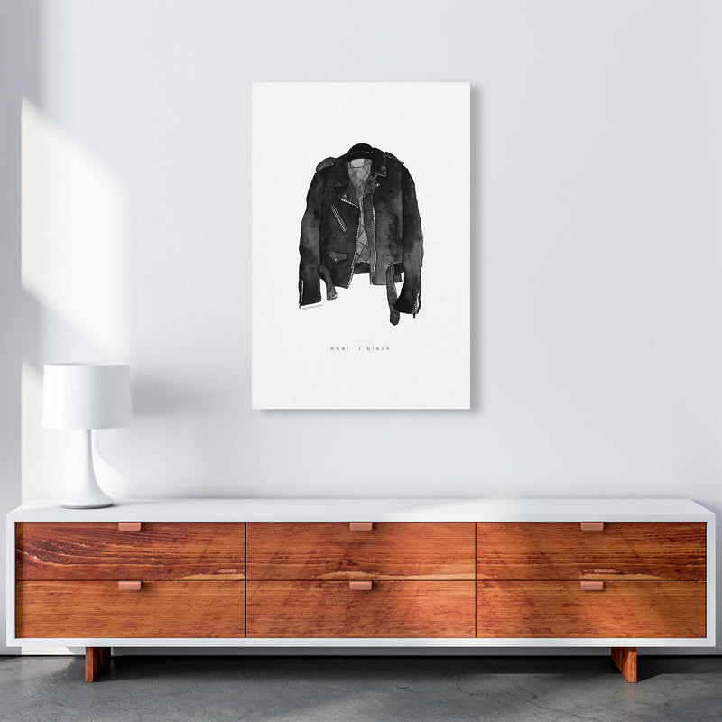 Wear It Black Leather Jacket Modern Fashion Print A1 Canvas
