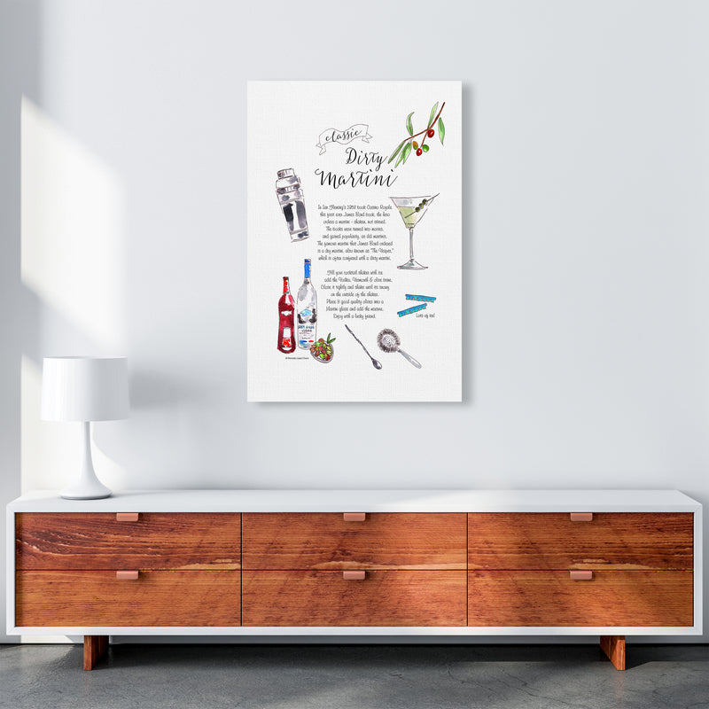 Dirty Martini Cocktail Recipe, Kitchen Food & Drink Art Prints A1 Canvas