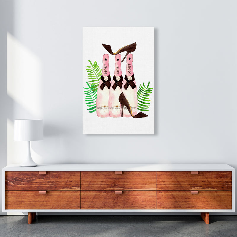 Moet And Heels, Kitchen Food & Drink Art Prints A1 Canvas