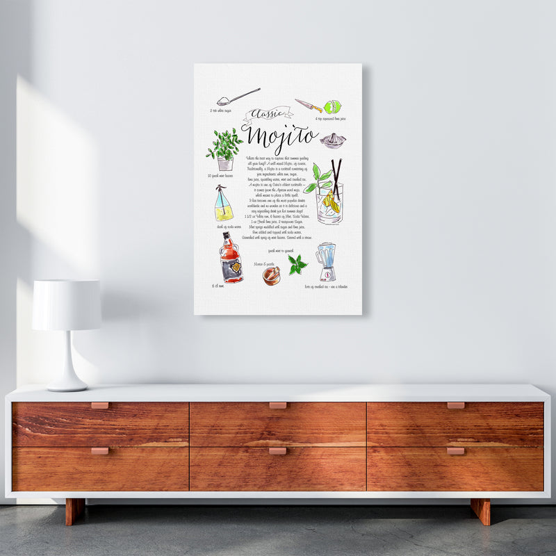 Mojito Cocktail Recipe, Kitchen Food & Drink Art Prints A1 Canvas