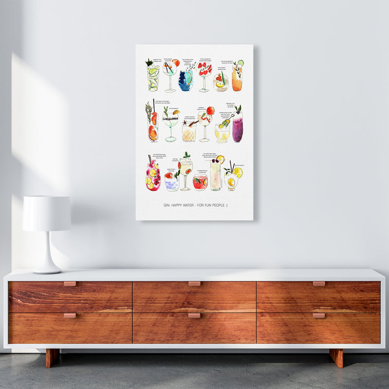 Gin: Happy Water - For Fun People, Kitchen Food & Drink Art Prints A1 Canvas