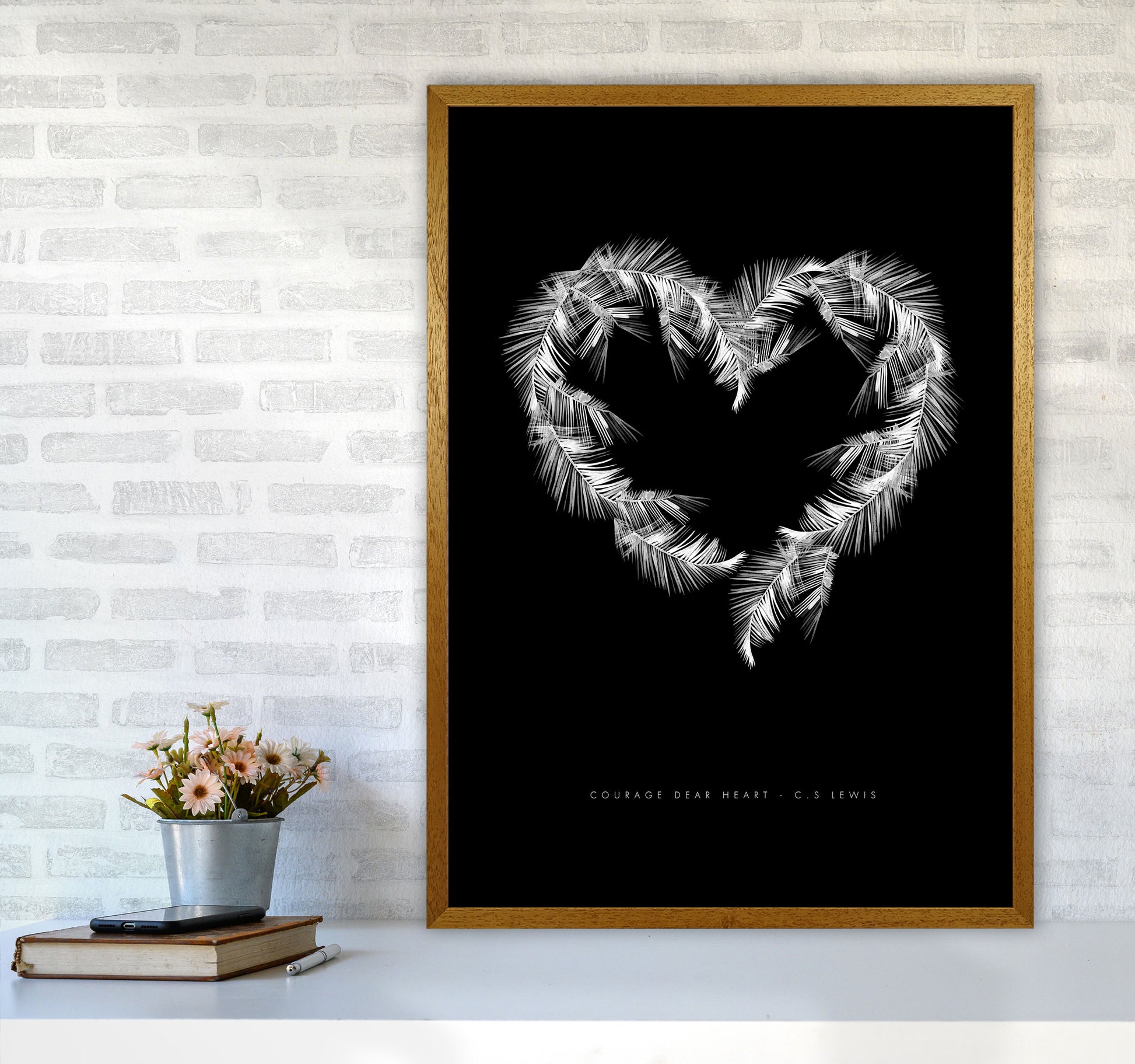 C S Lewis Courage Dear Heart Black Modern Fashion Print A1 Print Only