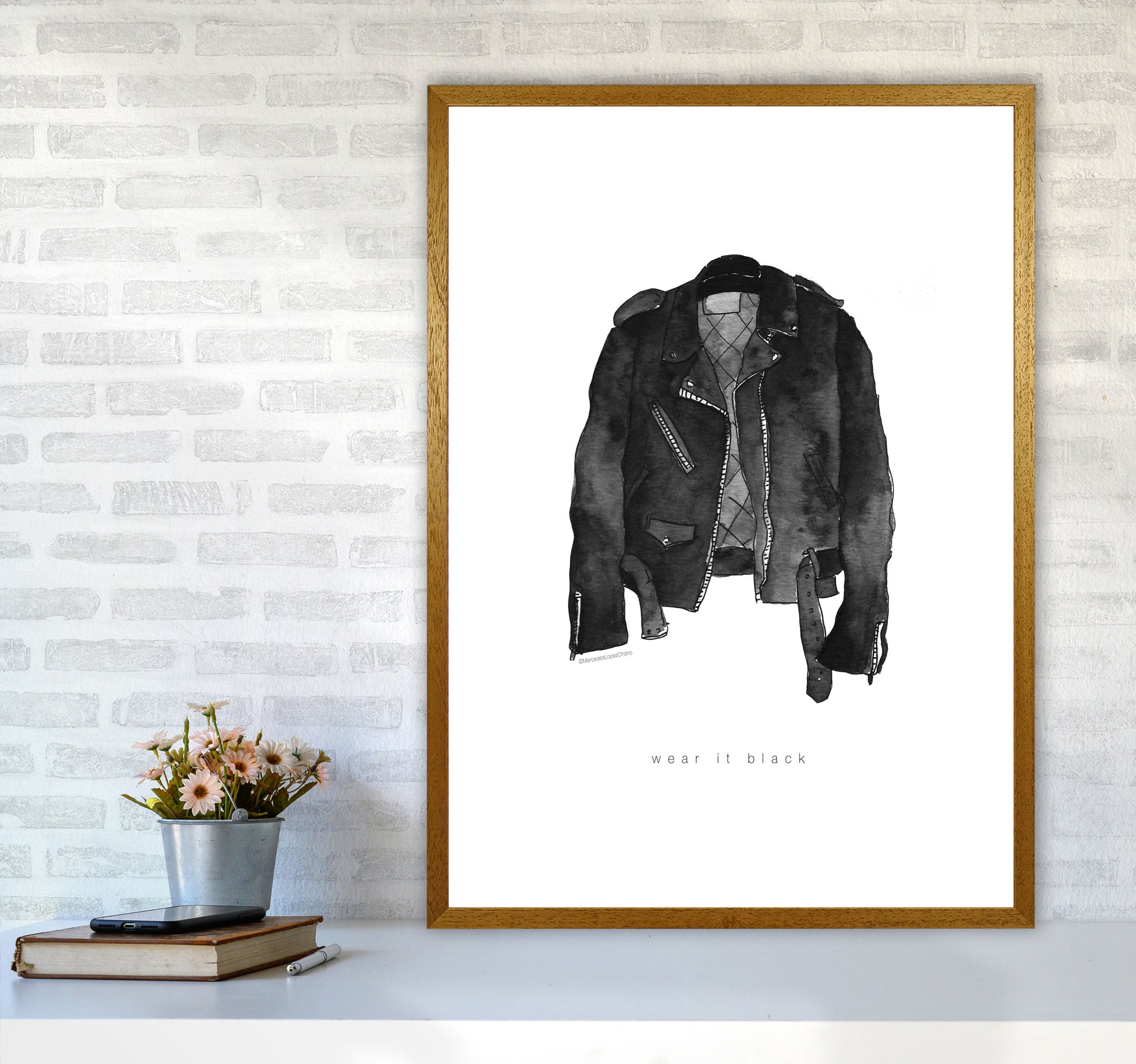 Wear It Black Leather Jacket Modern Fashion Print A1 Print Only