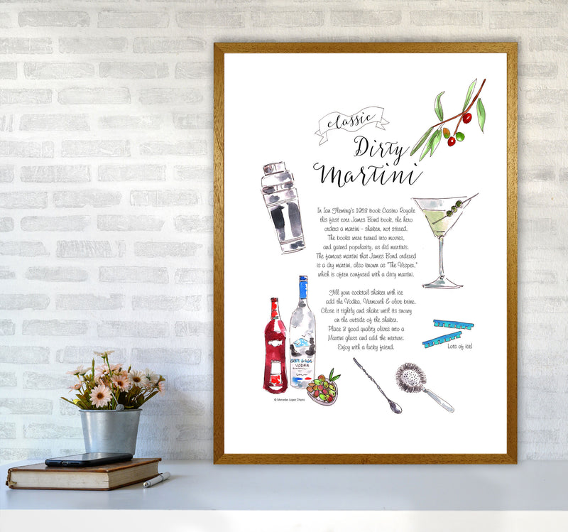 Dirty Martini Cocktail Recipe, Kitchen Food & Drink Art Prints A1 Print Only