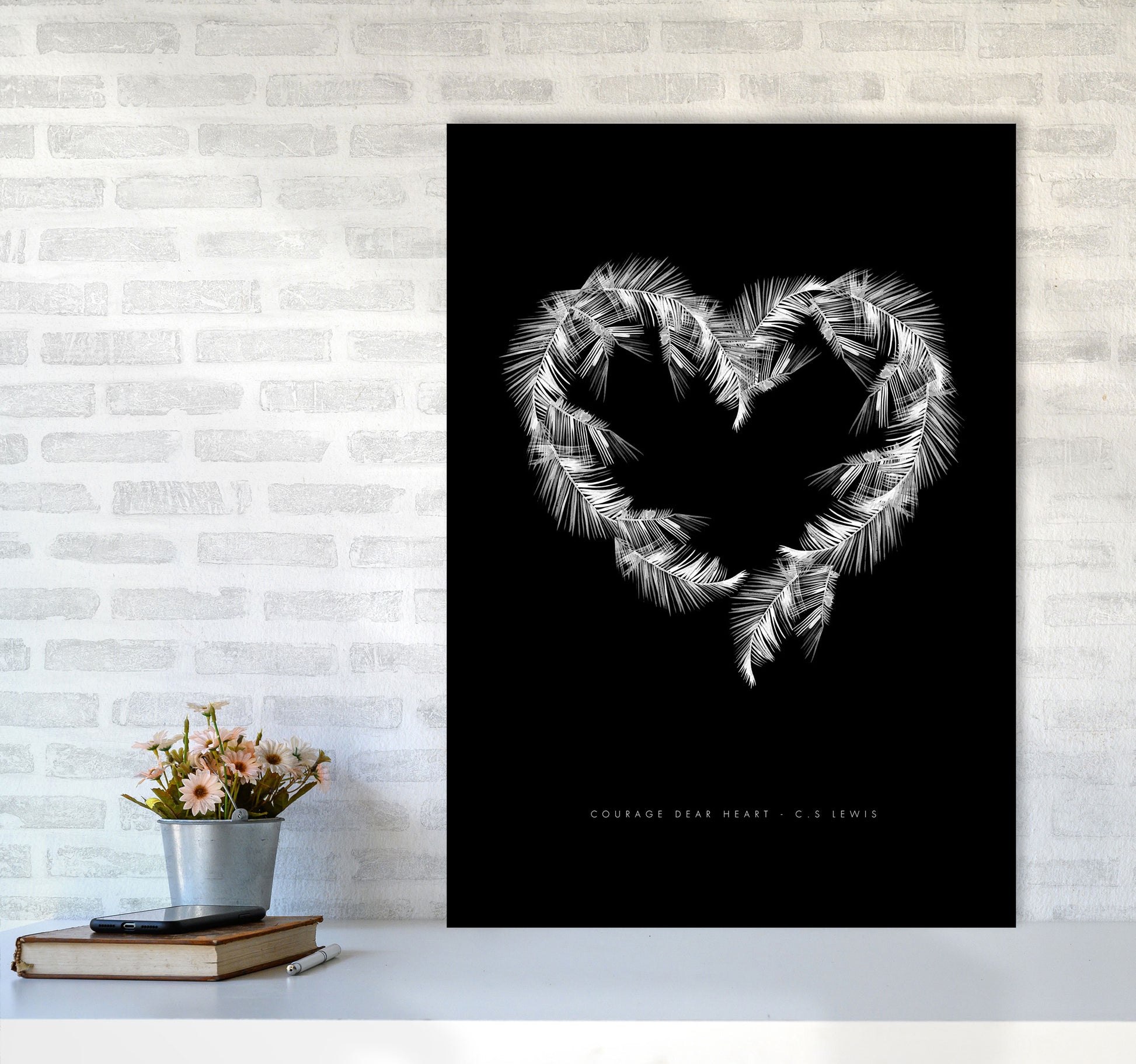 C S Lewis Courage Dear Heart Black Modern Fashion Print A1 Black Frame