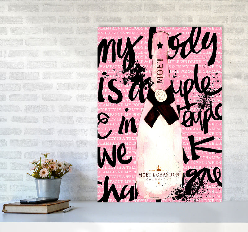My Body Is A Temple Moet, Kitchen Food & Drink Art Prints A1 Black Frame
