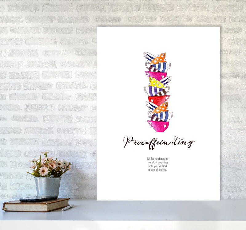 Procaffinating, Kitchen Food & Drink Art Prints A1 Black Frame