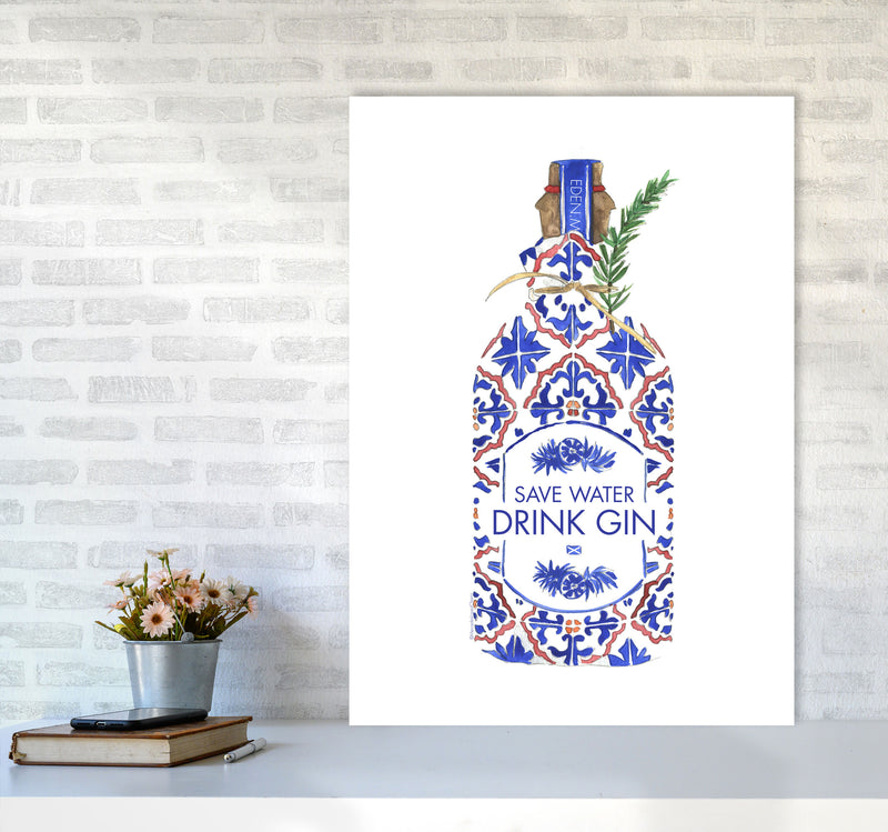 Save Water Drink Gin, Kitchen Food & Drink A1 Black Frame