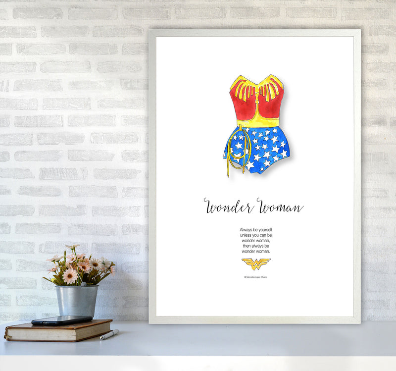 Vintage Wonder Woman Modern Fashion Print A1 Oak Frame