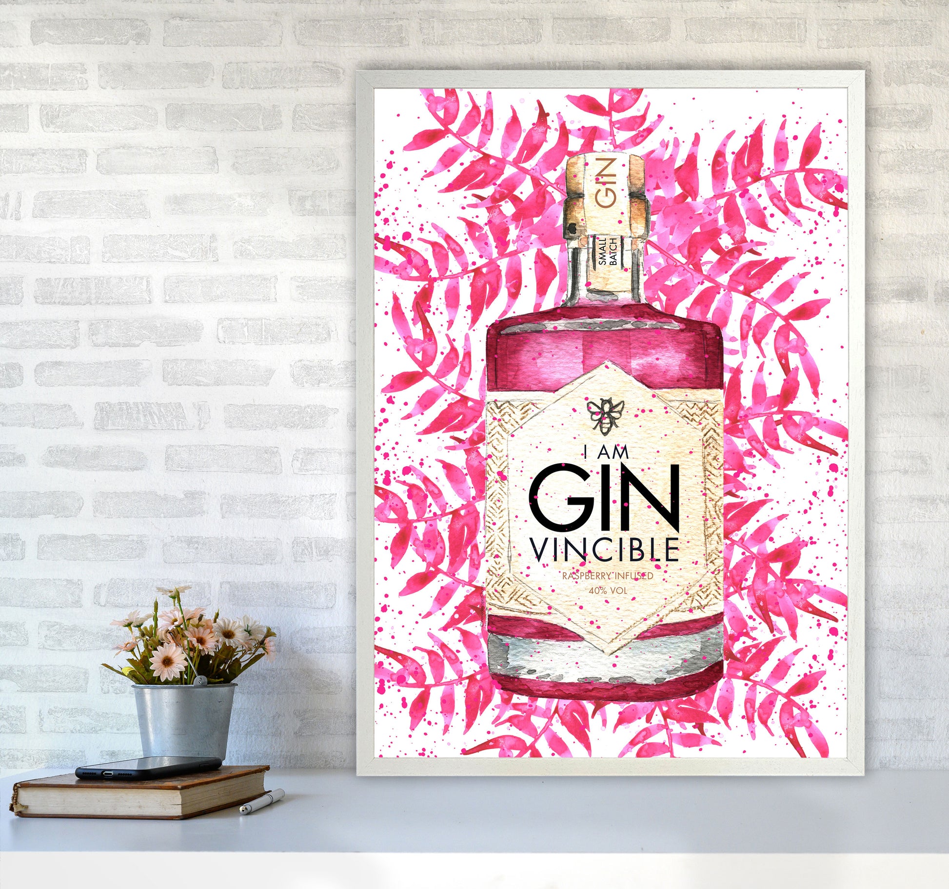 Ginvincible, Kitchen Food & Drink Art Prints A1 Oak Frame