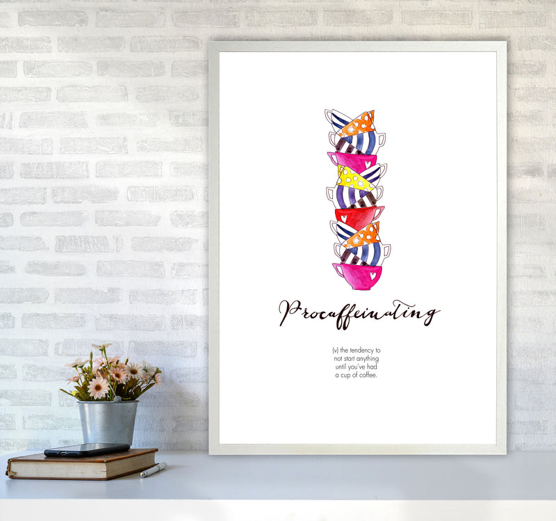 Procaffinating, Kitchen Food & Drink Art Prints A1 Oak Frame