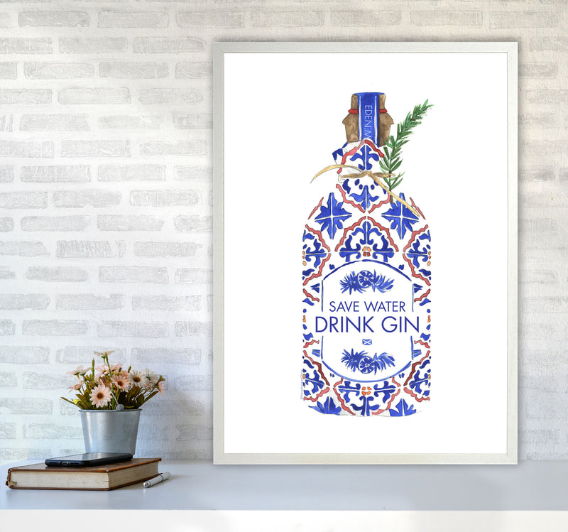 Save Water Drink Gin, Kitchen Food & Drink A1 Oak Frame