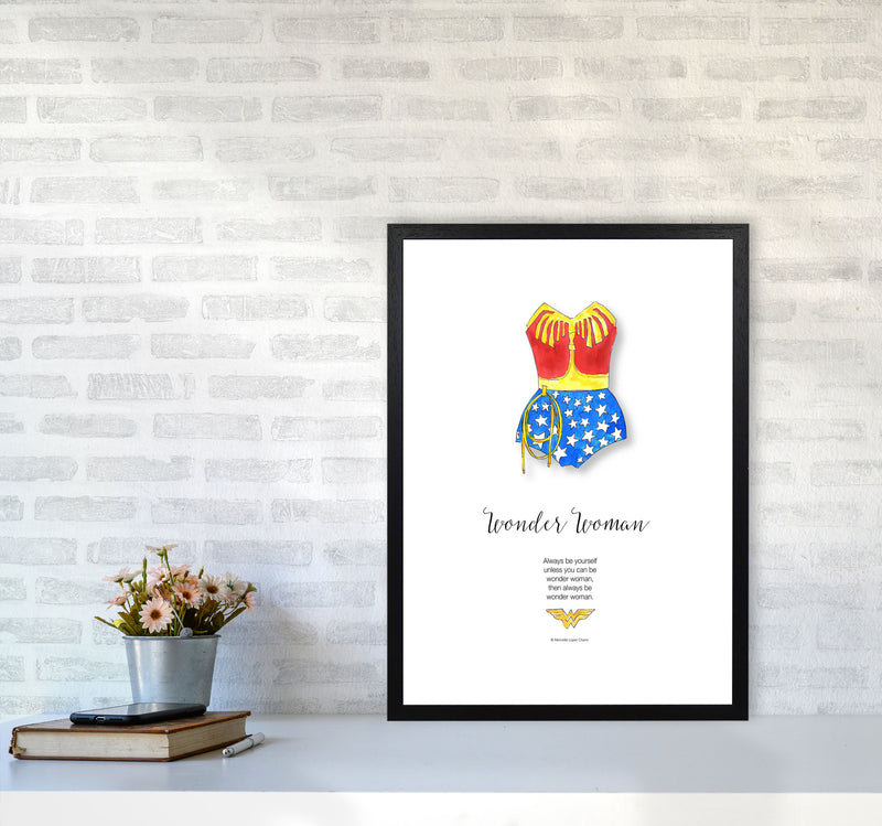 Vintage Wonder Woman Modern Fashion Print A2 White Frame