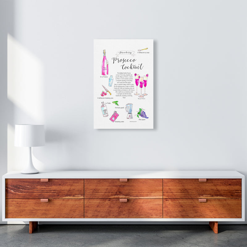 Strawberry Prosecco Cocktail Recipe, Kitchen Food & Drink Art Prints A2 Canvas