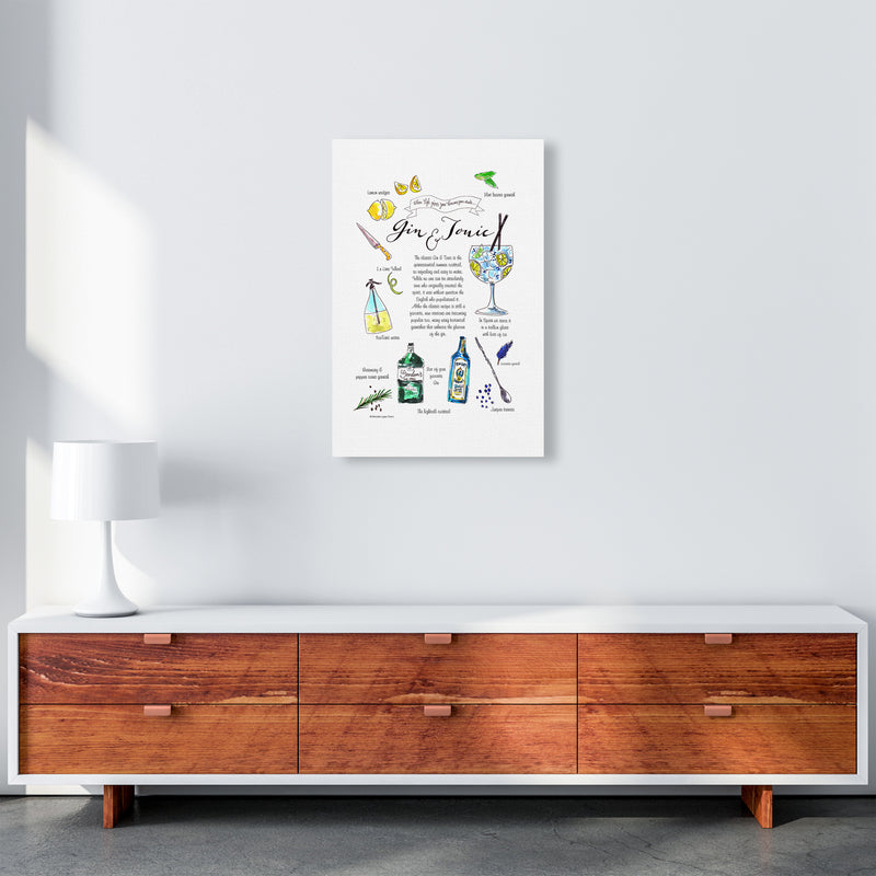Gin And Tonic Recipe, Kitchen Food & Drink Art Prints A2 Canvas