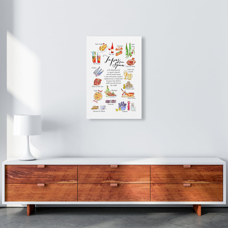 Spanish Tapas Ingredients, Kitchen Food & Drink Art Prints A2 Canvas