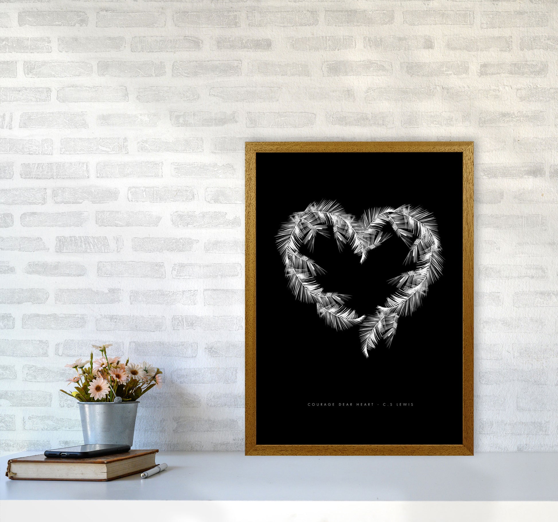 C S Lewis Courage Dear Heart Black Modern Fashion Print A2 Print Only