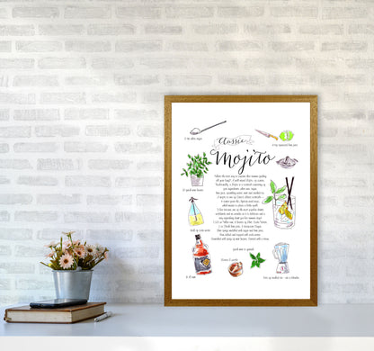 Mojito Cocktail Recipe, Kitchen Food & Drink Art Prints A2 Print Only