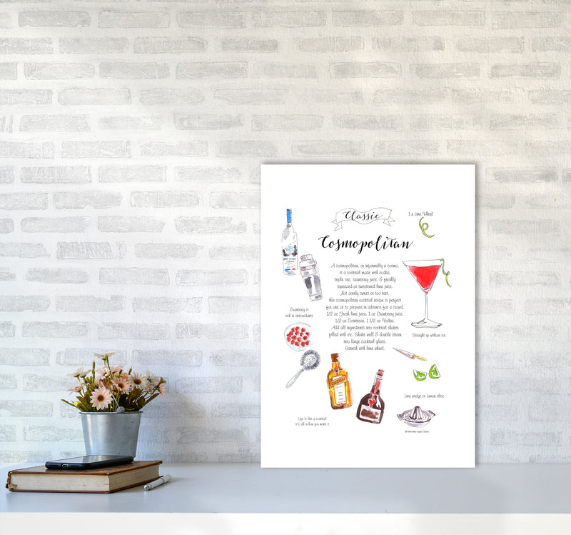 Cosmopolitan Cocktail Recipe, Kitchen Food & Drink Art Prints A2 Black Frame