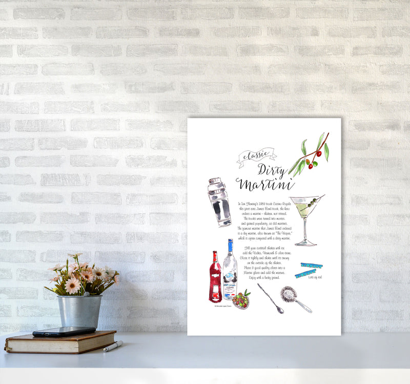 Dirty Martini Cocktail Recipe, Kitchen Food & Drink Art Prints A2 Black Frame