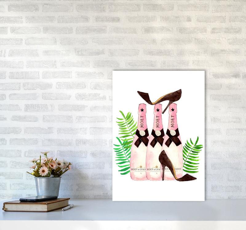 Moet And Heels, Kitchen Food & Drink Art Prints A2 Black Frame