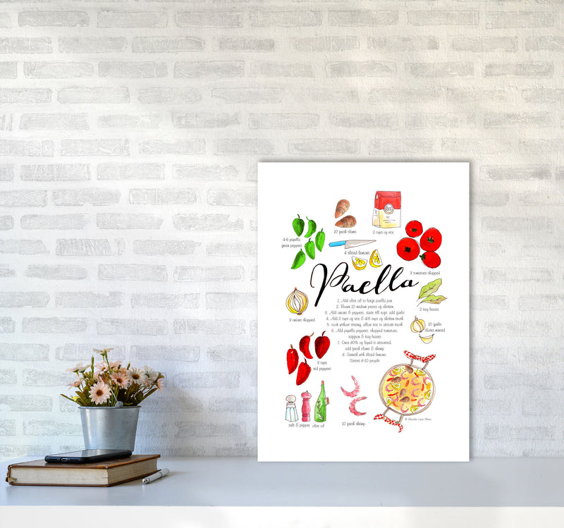 Paella Ingredients Recipe, Kitchen Food & Drink Art Prints A2 Black Frame