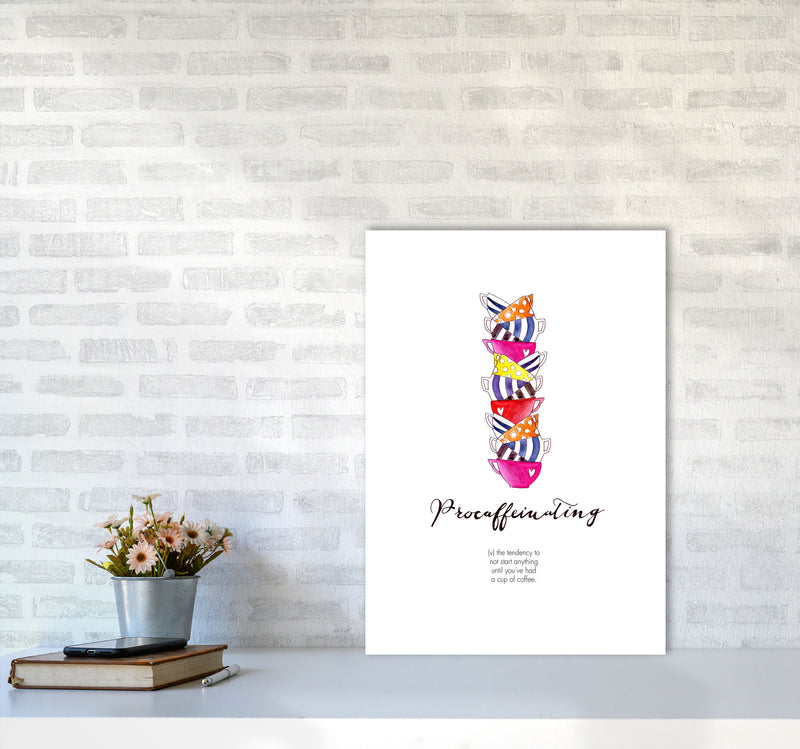 Procaffinating, Kitchen Food & Drink Art Prints A2 Black Frame
