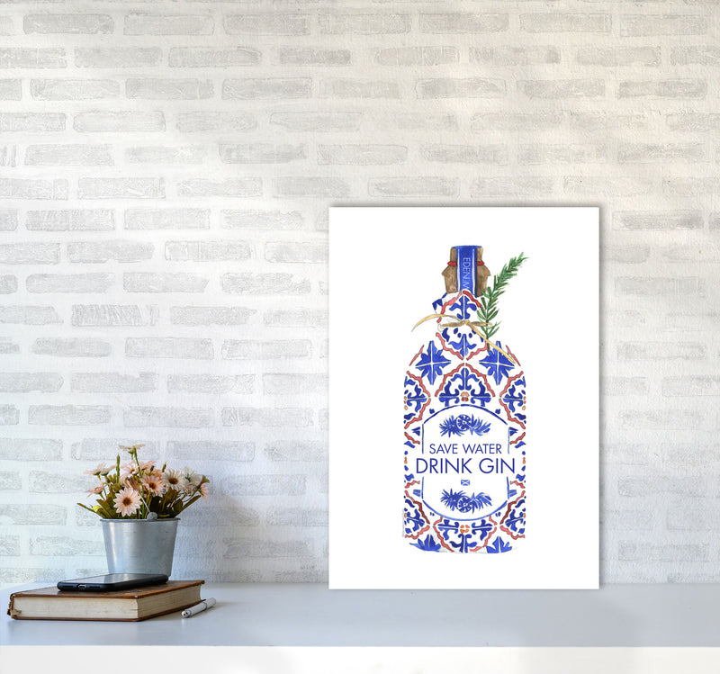 Save Water Drink Gin, Kitchen Food & Drink A2 Black Frame