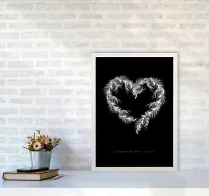 C S Lewis Courage Dear Heart Black Modern Fashion Print A2 Oak Frame