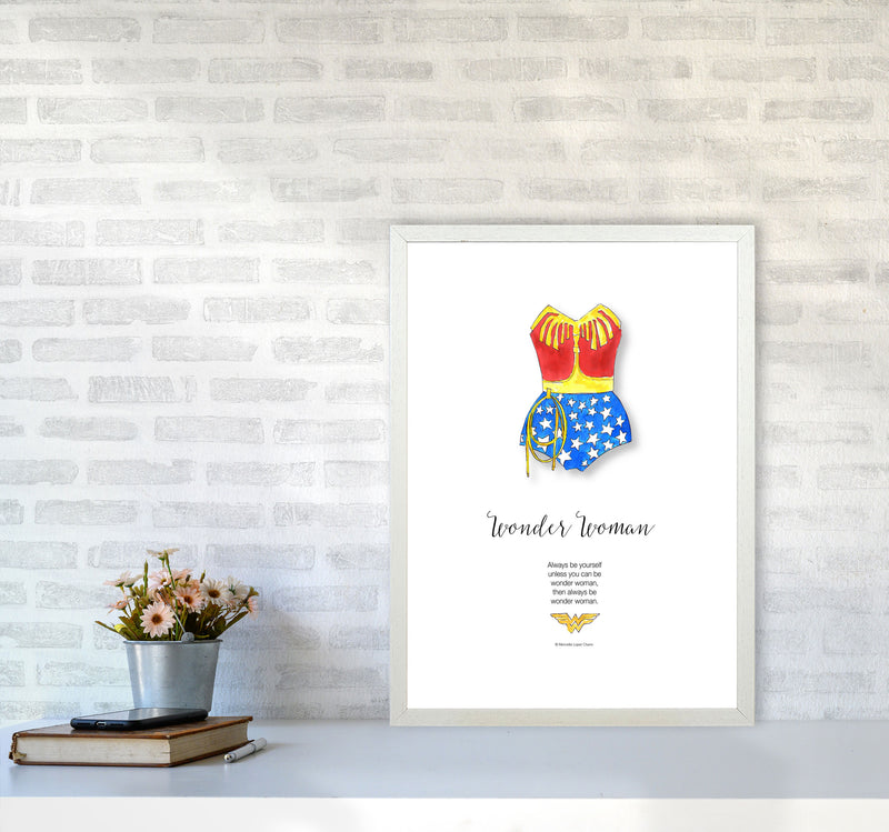 Vintage Wonder Woman Modern Fashion Print A2 Oak Frame