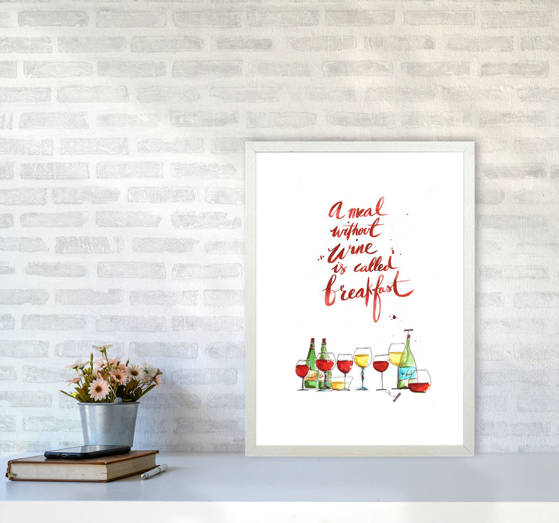 A Meal Without Wine, Kitchen Food & Drink Art Prints A2 Oak Frame