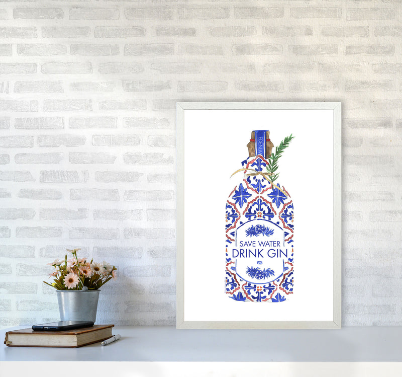 Save Water Drink Gin, Kitchen Food & Drink A2 Oak Frame