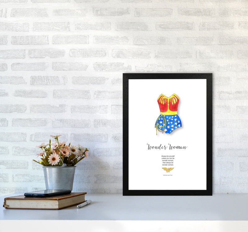 Vintage Wonder Woman Modern Fashion Print A3 White Frame