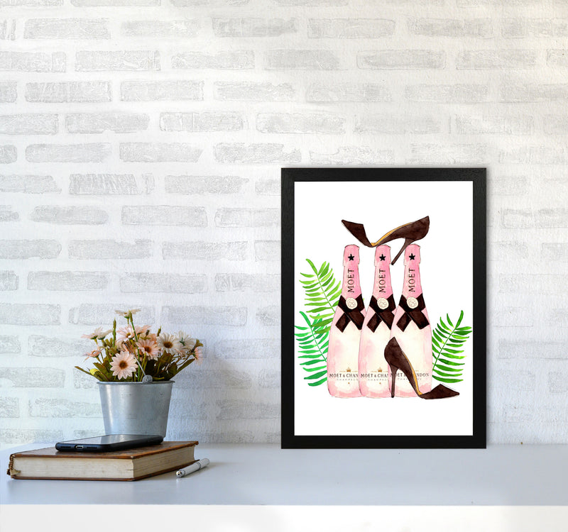 Moet And Heels, Kitchen Food & Drink Art Prints A3 White Frame