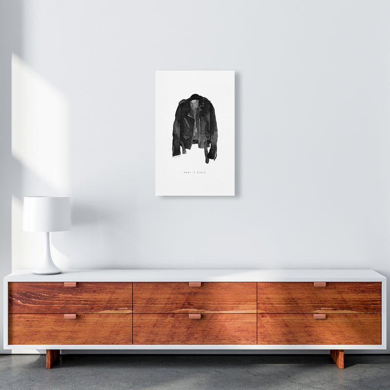 Wear It Black Leather Jacket Modern Fashion Print A3 Canvas