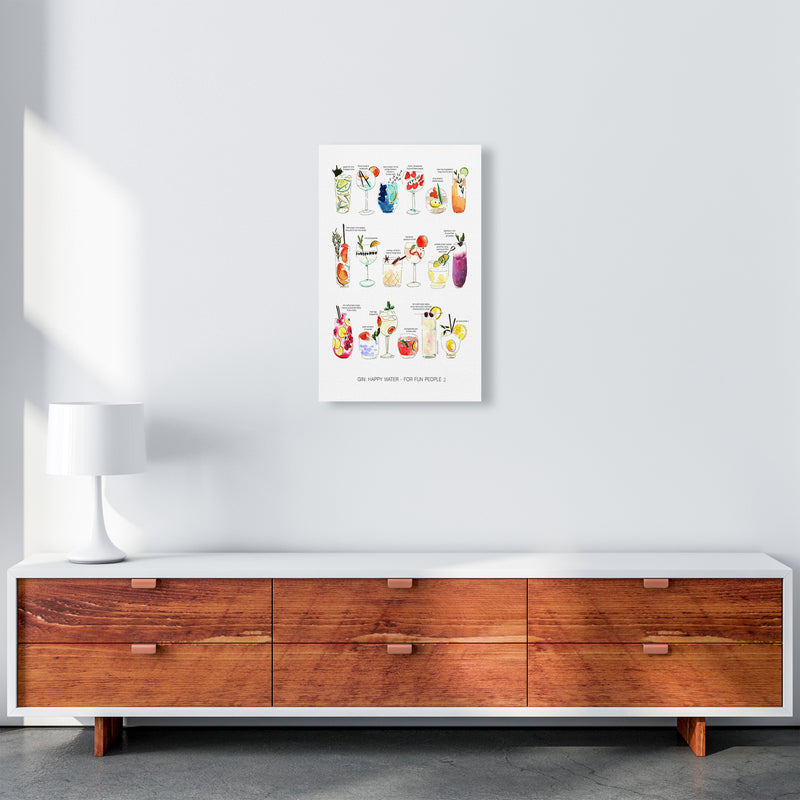 Gin: Happy Water - For Fun People, Kitchen Food & Drink Art Prints A3 Canvas