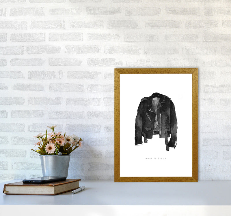 Wear It Black Leather Jacket Modern Fashion Print A3 Print Only