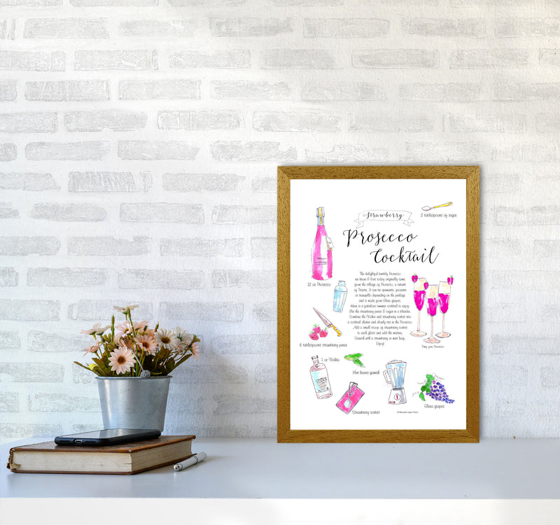 Strawberry Prosecco Cocktail Recipe, Kitchen Food & Drink Art Prints A3 Print Only